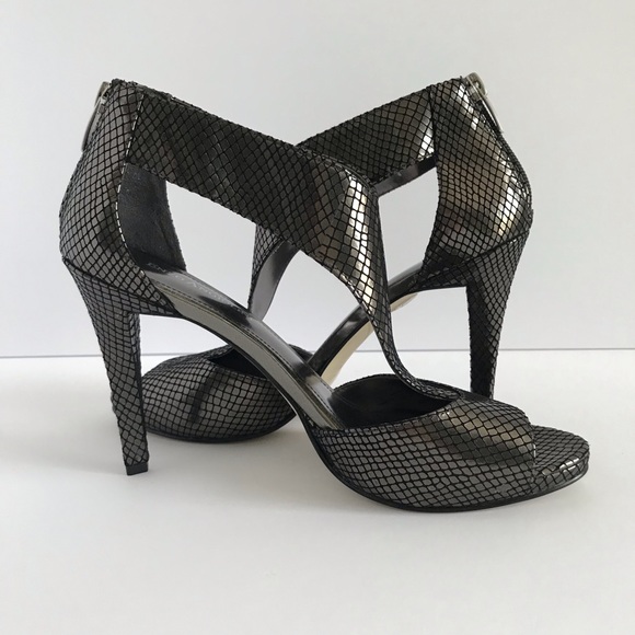 Enzo Angiolini Pewter Silver Zipper Croc Bootie Sandals - Picture 8 of 15
